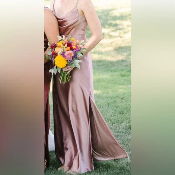 Revelry Satin Skye Dress in Rose Quartz - Picture 3 of 3